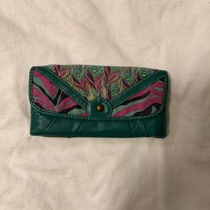 Women’s Purple and Green Trifold Wallet